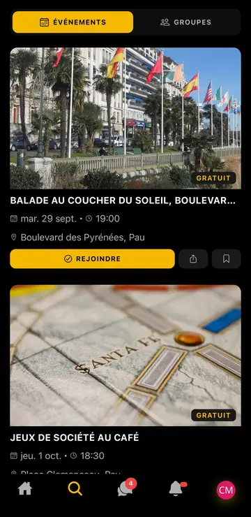 Une balade au coucher du soleil dans l’app